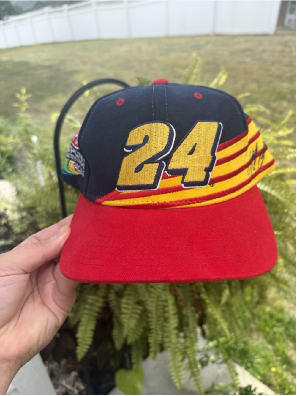VTG Jeff Gordon Hat Cap Snap Back Mens Blue Red Yellow Racing NASCAR 90s One Sz